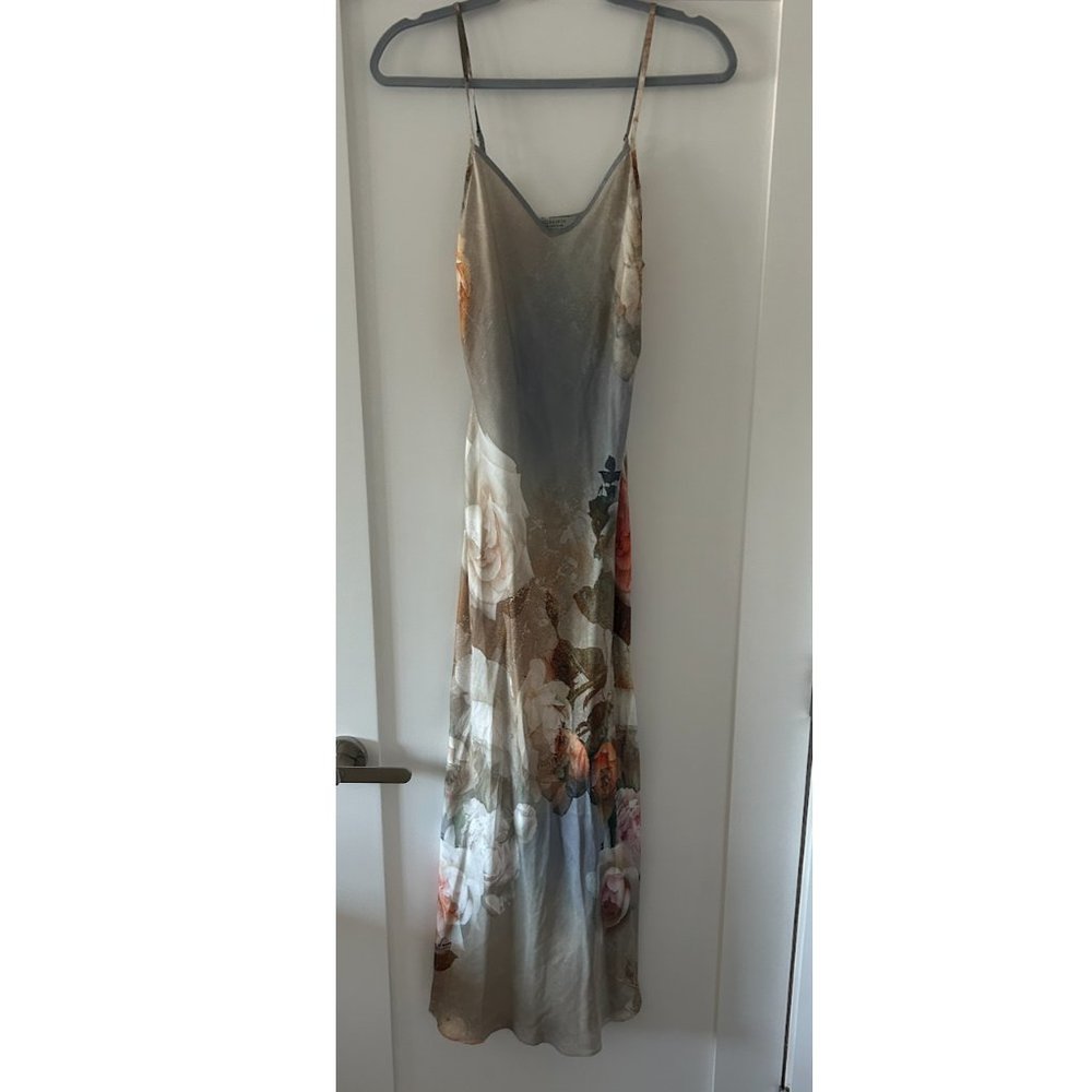 Allsaints Sunrise Blue Bryony Rosalia Midi Dress UK 10/US 6